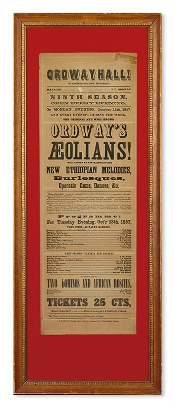 (MUSIC--MINSTRELSY.) Ordway Hall. Ordways Aeolians, New Ethiopian Melodies, Burlesques.